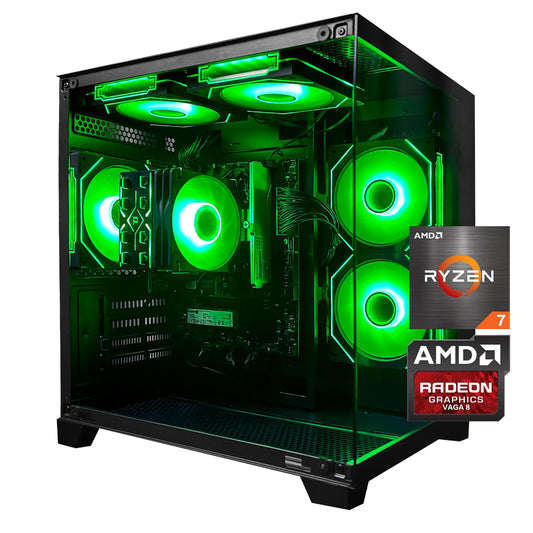 HZG Gaming Desktop Computer PC,AMD Ryzen 7 5700G, AMD Radeon Vega 8, 16GB RAM and 1TB NVMe M.2 SSD, WiFi6 ARGB Fan, Prebuilt Gaming PC Tower