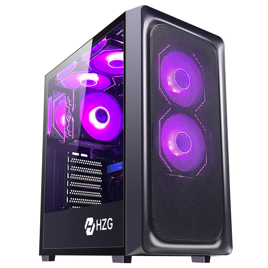 HZG Gaming Desktop Computer PC,AMD Ryzen 7 5700G, AMD Radeon Vega 8,core 3.8GHz (up to 4.6GHz) 16GB RAM and 1TB NVMe M.2 SSD, WiFi6 ARGB Fan, Windows 11 Prebuilt Gaming PC Tower Windows 11