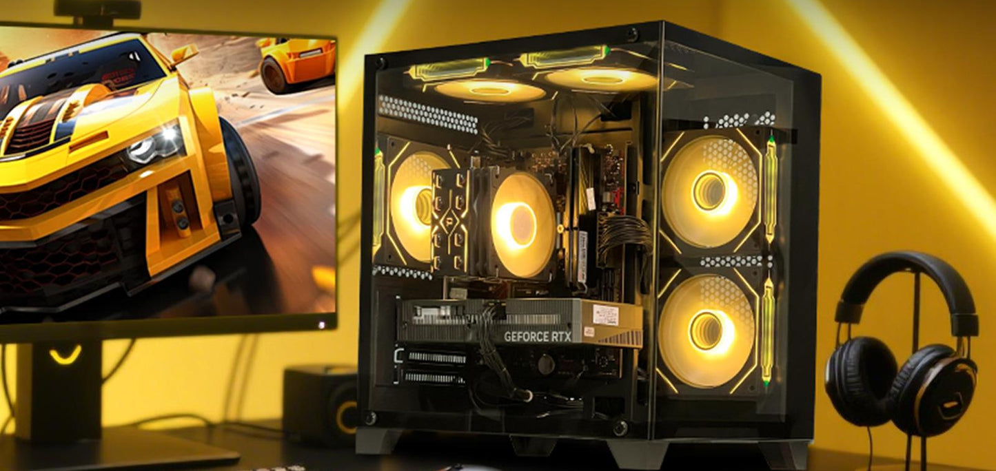 HZG Gaming Desktop Computer PC,AMD Ryzen 7 5700X,RTX 5060 8G  32GB RAM and 1TB NVMe M.2 SSD, WiFi6E, ARGB Fan, Prebuilt Gaming PC Tower