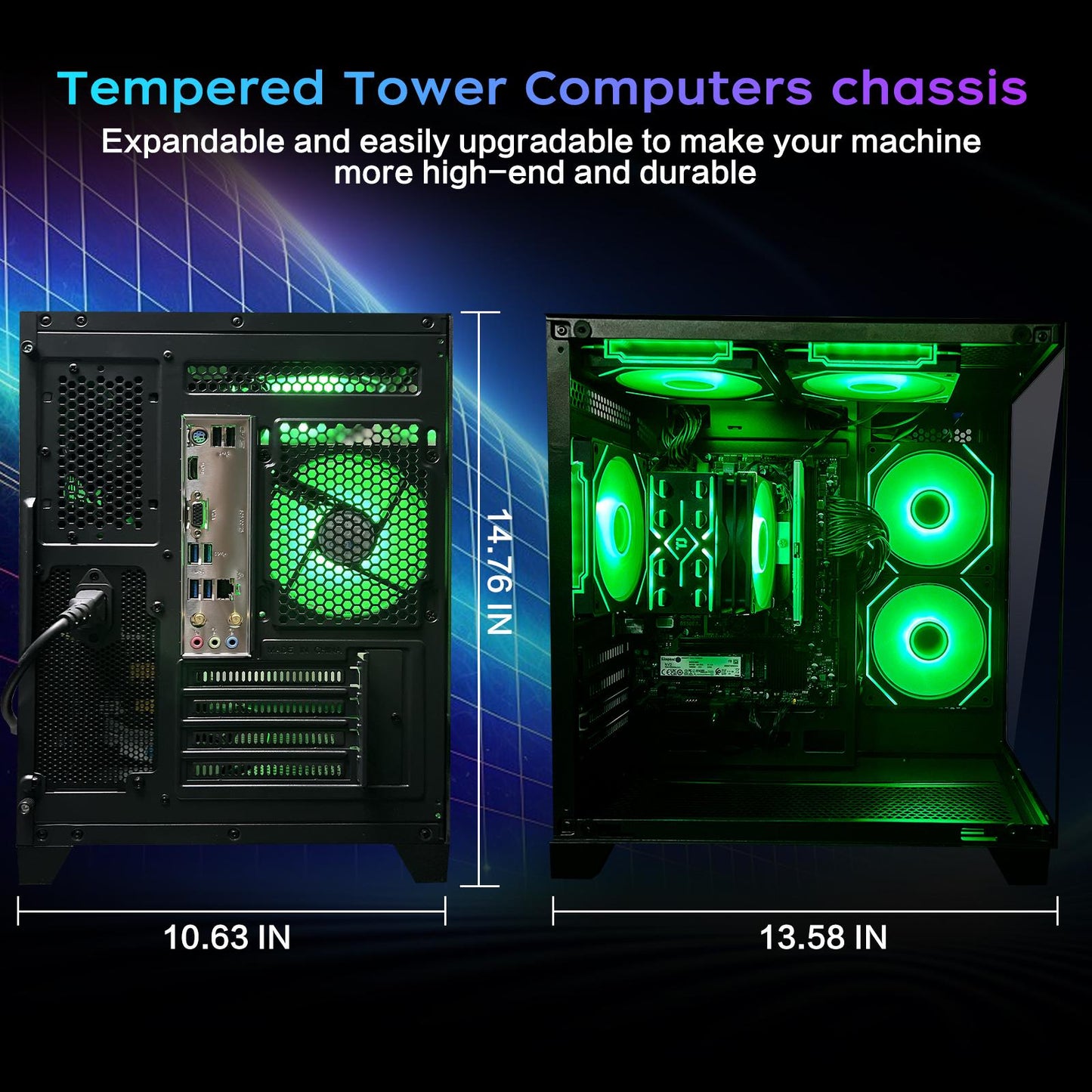 HZG Gaming Desktop Computer PC,AMD Ryzen 7 5700G, AMD Radeon Vega 8, 16GB RAM and 1TB NVMe M.2 SSD, WiFi6 ARGB Fan, Prebuilt Gaming PC Tower