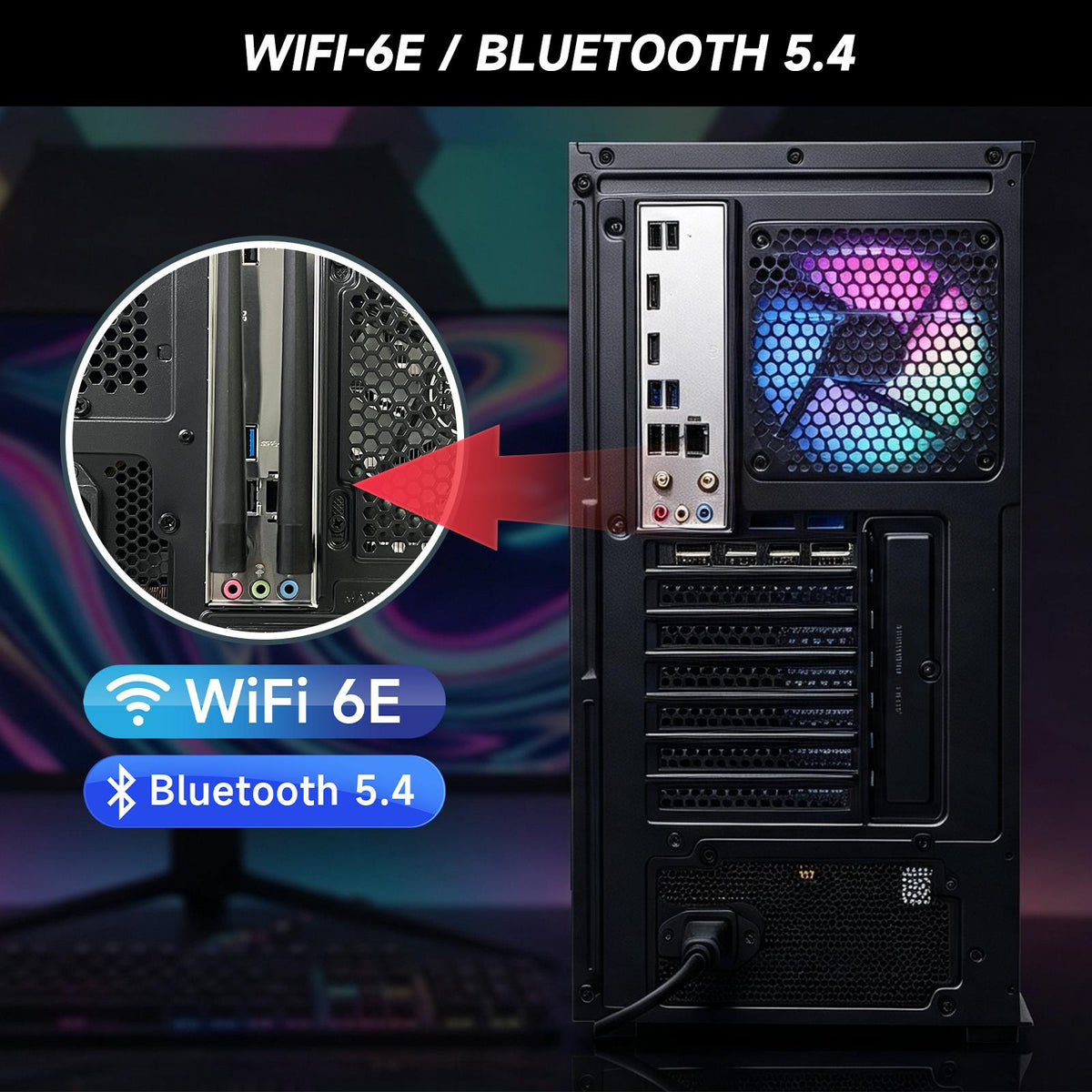 HZG M500 Prebuilt Gaming Desktop PC, AMD Ryzen 5 5600 6-Core, Radeon RX 6600 8GB, 16GB DDR4, 1TB NVMe SSD, Wi-Fi 6, VR Ready, Windows 11