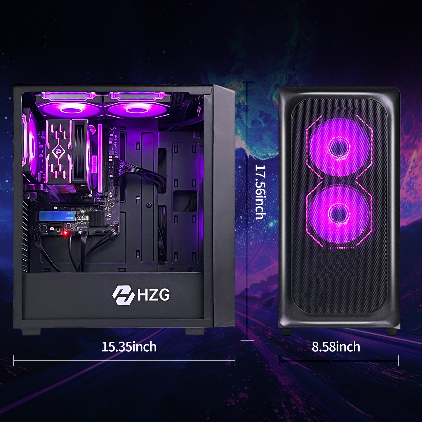 HZG Gaming Desktop Computer PC,AMD Ryzen 7 5700G, AMD Radeon Vega 8,core 3.8GHz (up to 4.6GHz) 16GB RAM and 1TB NVMe M.2 SSD, WiFi6 ARGB Fan, Windows 11 Prebuilt Gaming PC Tower Windows 11